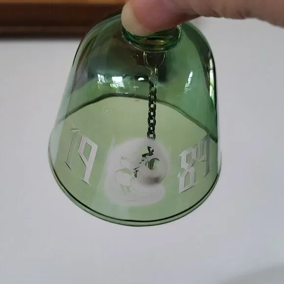 Vintage Disney Mickey Mouse Blue Green Iridescent Crystal Bell 1989 - Picture 3 of 4